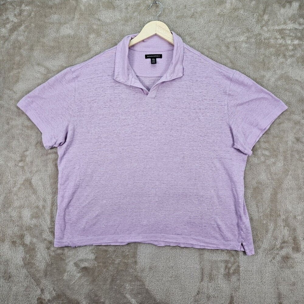 Banana Republic T-Shirt Men's Size XXL 2XL Pink Linen Short Sleeve Casual
